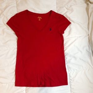 Red Polo V-Neck tee